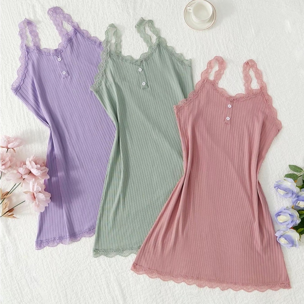Bundle- Six Lace Buttons Cami Night Dress NWOT Small
